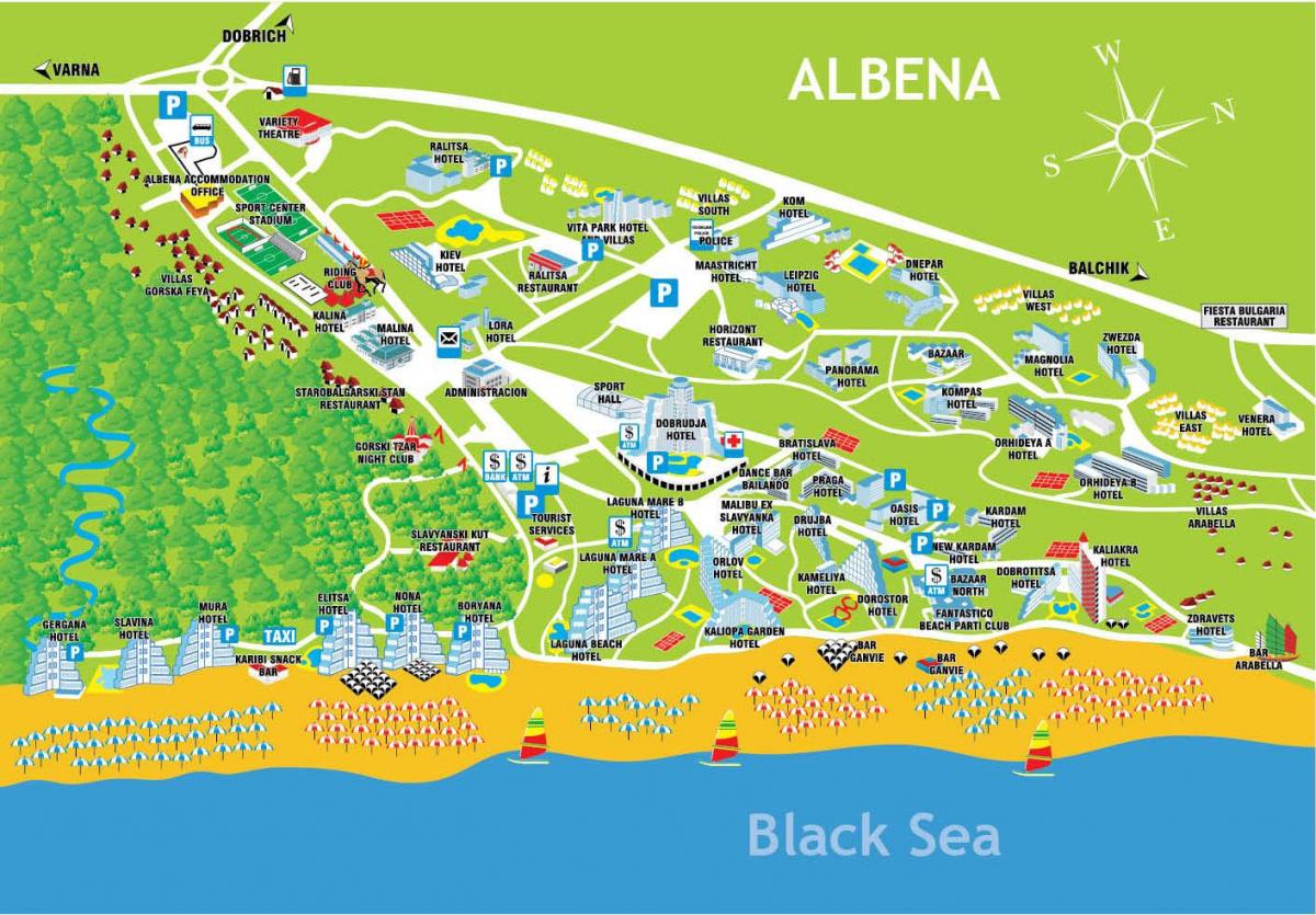 mapa albena v Bulharsku