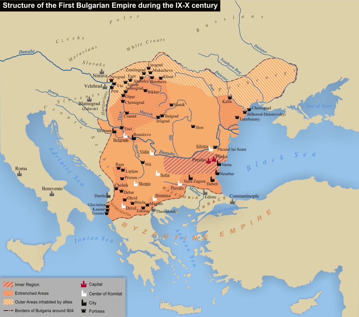mapa bulharskej ríše