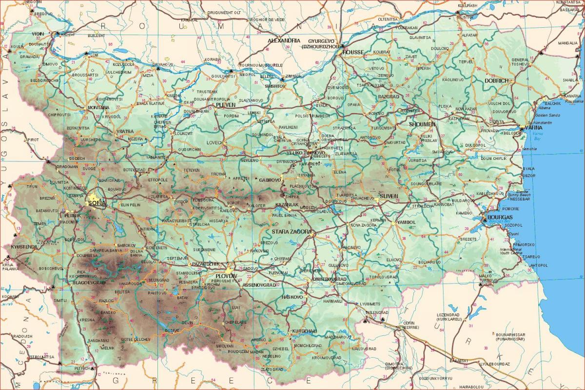 Bulharsko cesty mapu
