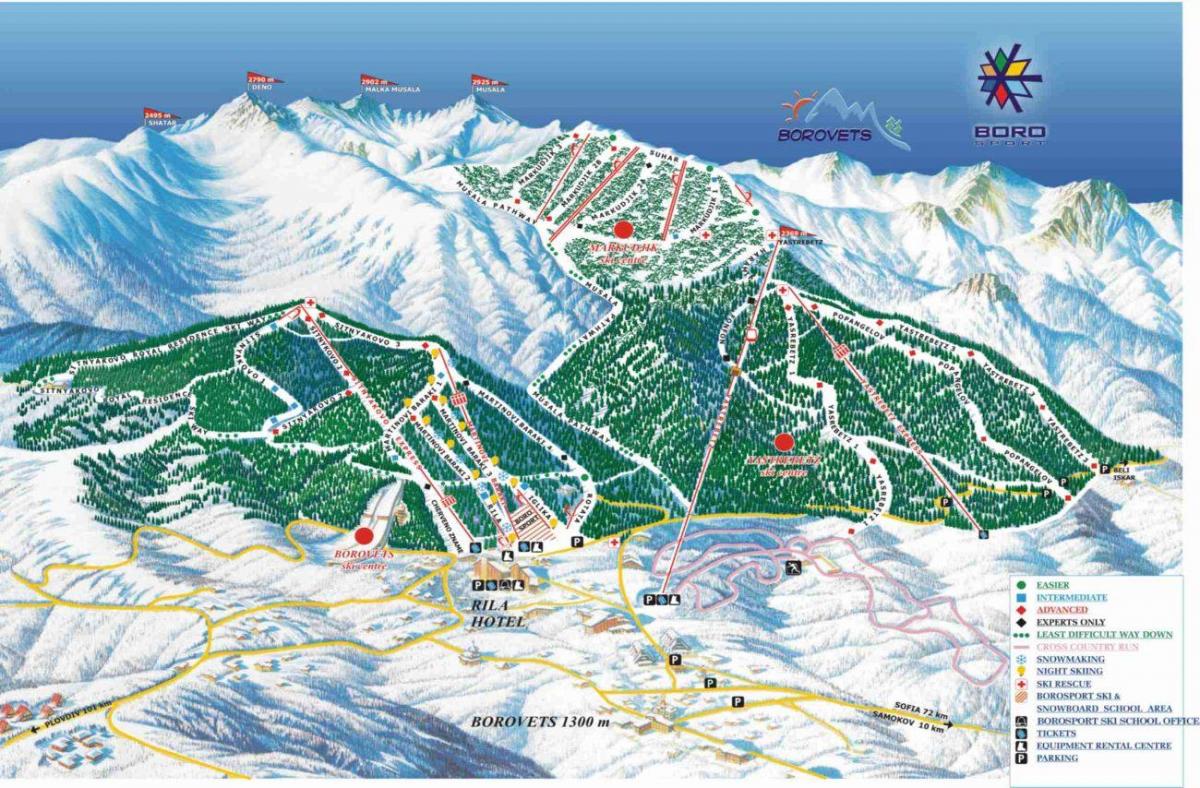 Bulharsko lyžiarske mapu