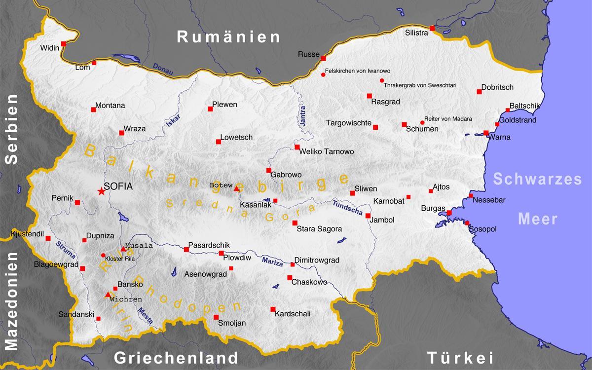 Bulharsko mestá mapu