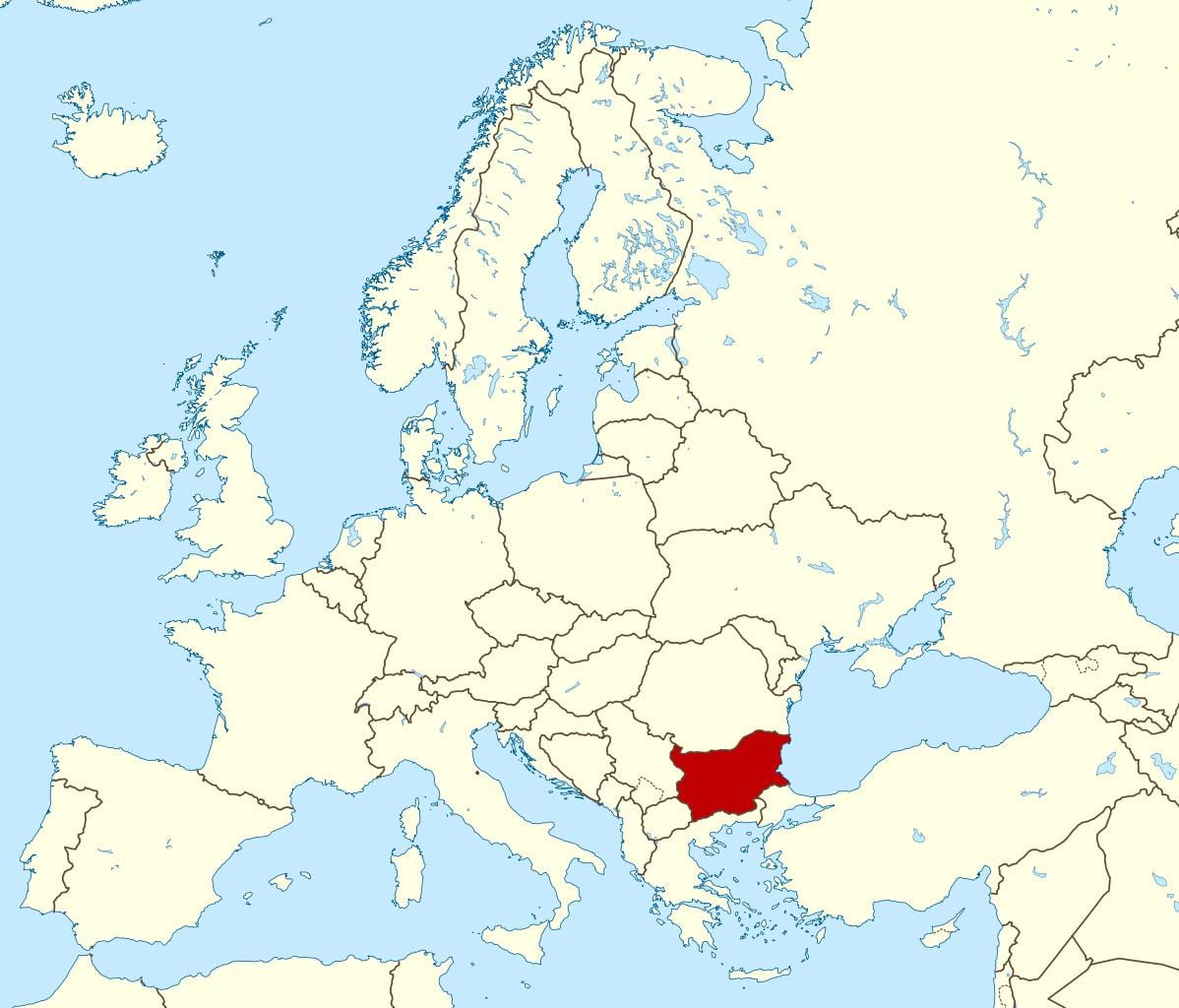 svet mapy zobrazujúci Bulharsko