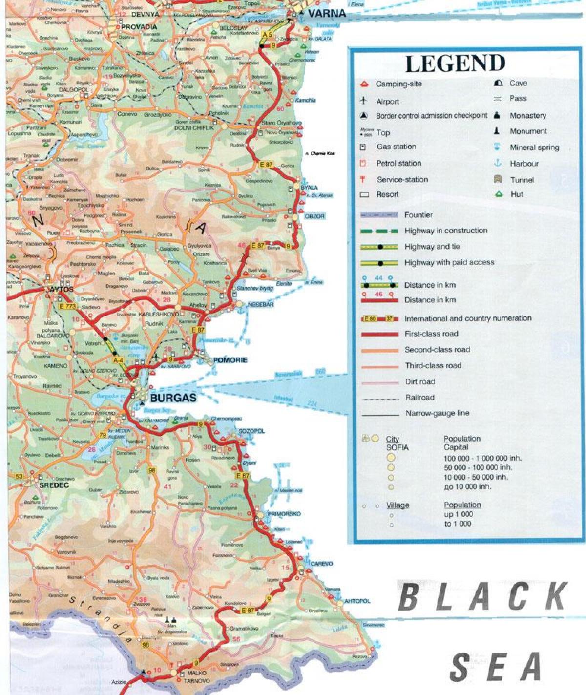Bulharskom pobreží čierneho mora mapu