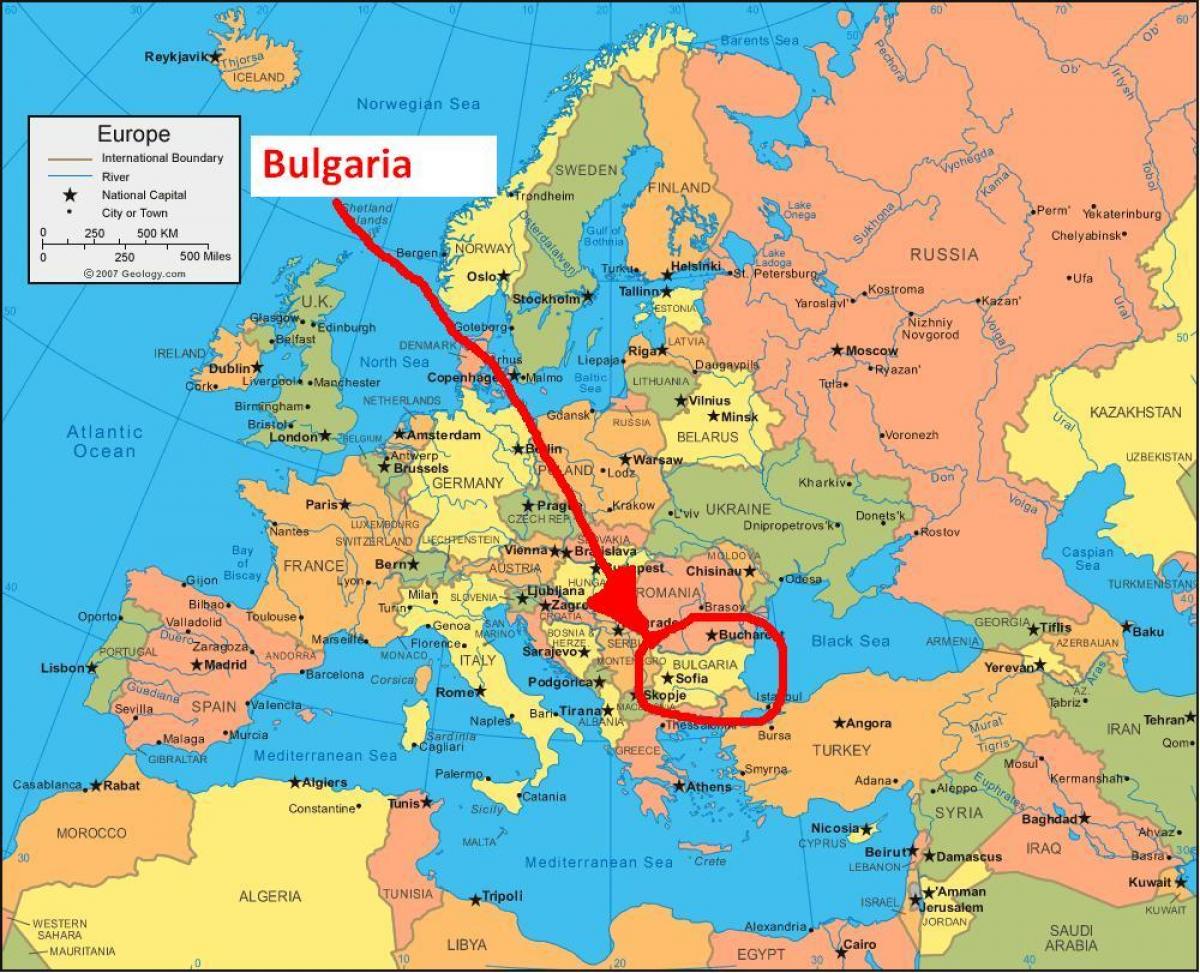 mapu Bulharska okolitých krajín