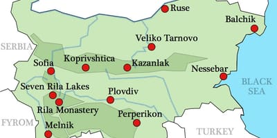 Mapa bulharské kláštory