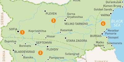 Bulharsko regiónov mapu