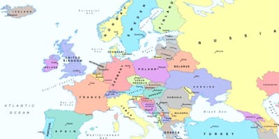 Mapa európy ukazuje Bulharsko